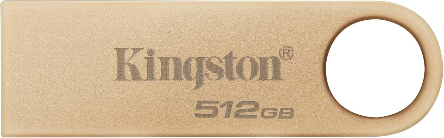 71iriHAQ2CL._AC_SL1500_ فلاشة USB داتا ترافيلر SE9 من كينجستون الجيل الثالث سعة 512 جيجابايت، سرعة قراءة 220 ميجابايت/ الثانية، فلاشة USB 3.2 الجيل الأول بتصميم معدني، لون ذهبي - Image 1