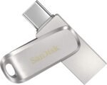فلاش ميموري الترا دوال درايف لوكس USB C بسعة 64 جيجابايت من سانديسك (5Y - SDDDC4-064G-I35، فضي)، سعة 64.0 GB