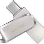 فلاش ميموري الترا دوال درايف لوكس USB C بسعة 64 جيجابايت من سانديسك (5Y - SDDDC4-064G-I35، فضي)، سعة 64.0 GB