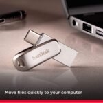 فلاش ميموري الترا دوال درايف لوكس USB C بسعة 64 جيجابايت من سانديسك (5Y - SDDDC4-064G-I35، فضي)، سعة 64.0 GB - Image 3