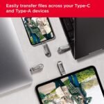 فلاش ميموري الترا دوال درايف لوكس USB C بسعة 64 جيجابايت من سانديسك (5Y - SDDDC4-064G-I35، فضي)، سعة 64.0 GB - Image 2